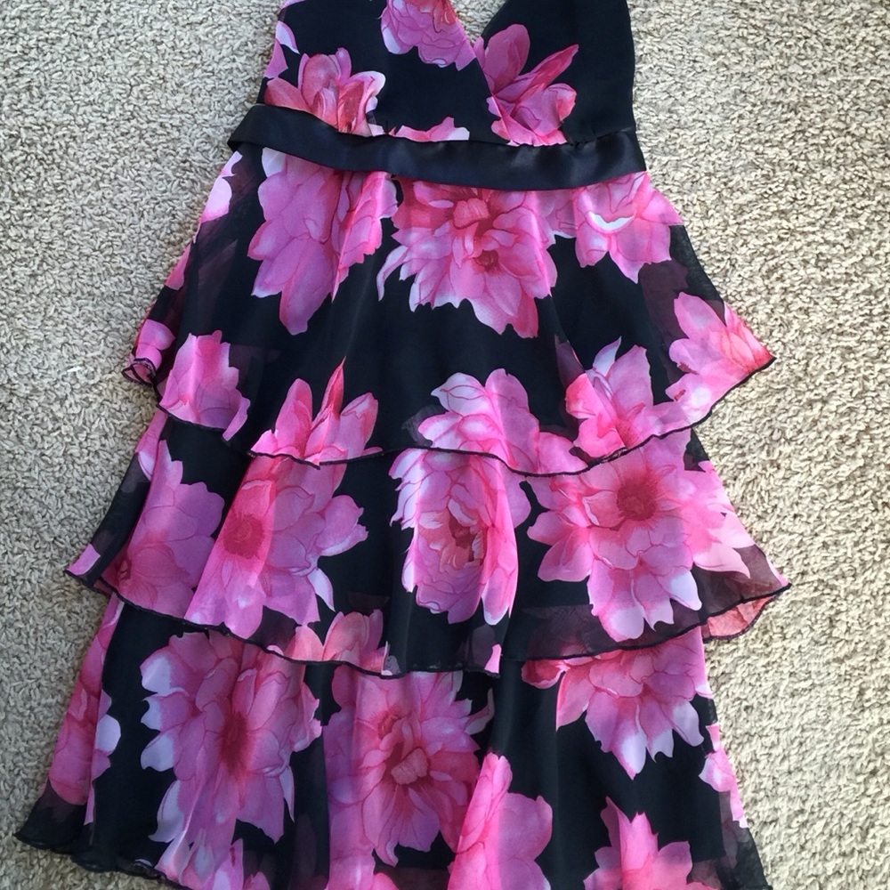 Black and Pink Ruffle Dress. Size 3